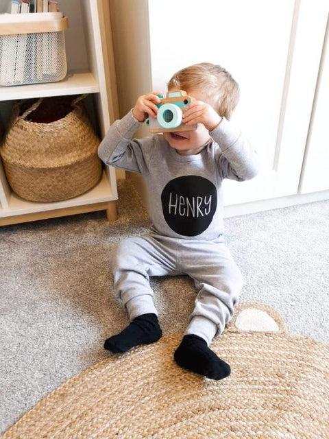 Baby and Kids Personalised Loungewear Set Name in Circle