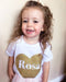 Personalised Childrens Glitter Gold Love Heart T-Shirt