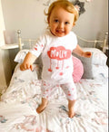 Personalised Cloud and Star Baby & Kids Pink Star Cotton Pyjamas