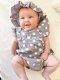 Personalised Baby Polka Dot Romper Ruffle Playsuit & Hat