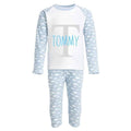 Large initial personalised blue cloud baby and kids pyjamas