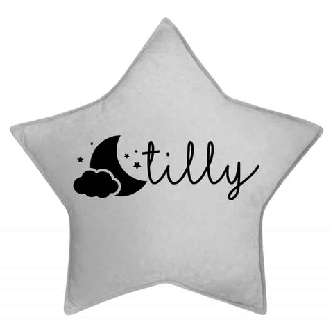 Moon and stars personalised cushion