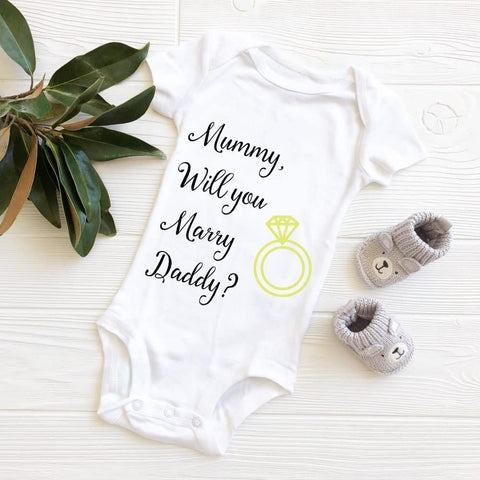 Mummy marry daddy marry on a baby grow