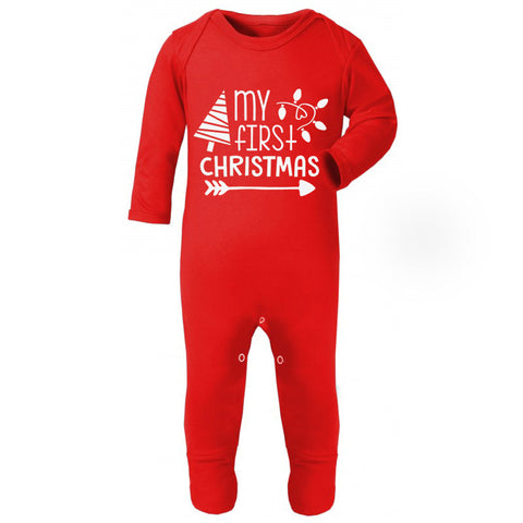 My First Christmas Baby Red Festive Sleepsuit