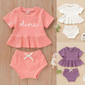 Personalised Baby & Kids Ribbed Top and Shorts Set
