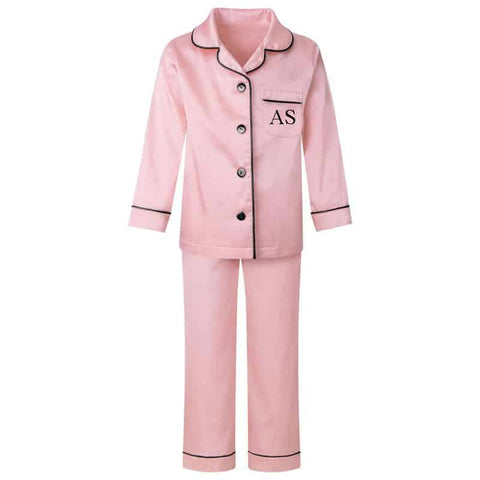 Personalised Initial Pink Satin Pyjamas