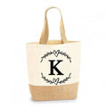 Personalised Initial Wreath Canvas Tote Bag