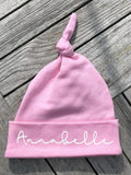 personalised new born baby pink hat